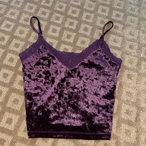 Crushed velvet lace purple tank